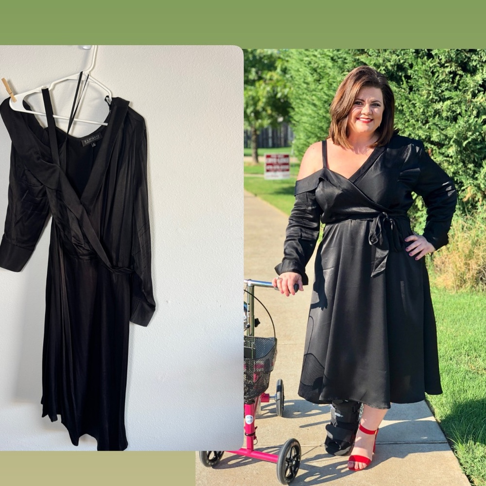 Eloquii Black Long Sleeve Wrap Dress
